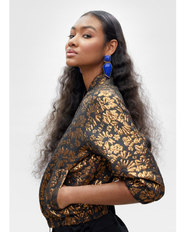 Bomber imprimé jacquard doré