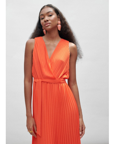 Robe longue plissée