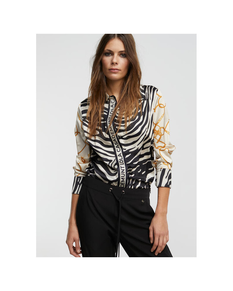Chemise combo zèbre NOIR-ECRU
