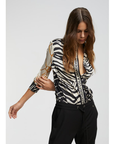 Chemise combo zèbre NOIR-ECRU