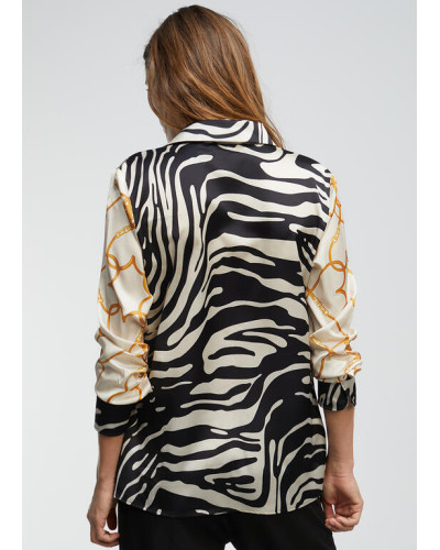 Chemise combo zèbre NOIR-ECRU
