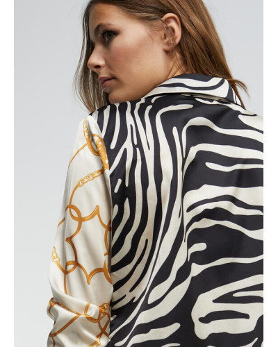 Chemise combo zèbre NOIR-ECRU