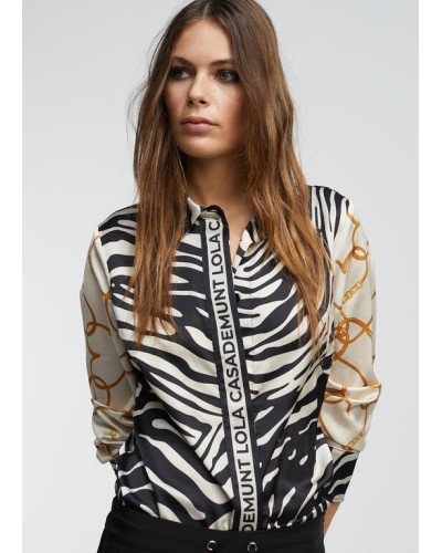 Chemise combo zèbre NOIR-ECRU