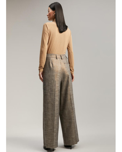 PANTALON PLISSÉ CARREAUX GRIS