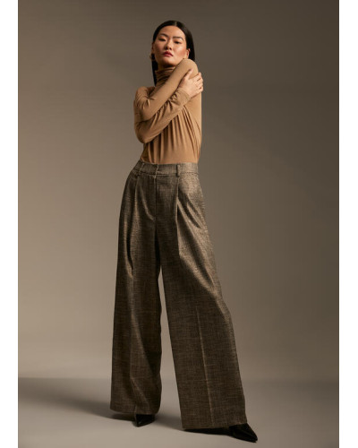 PANTALON PLISSÉ CARREAUX GRIS