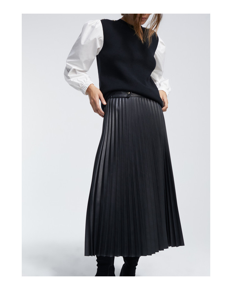 Jupe Plissée Simili cuir