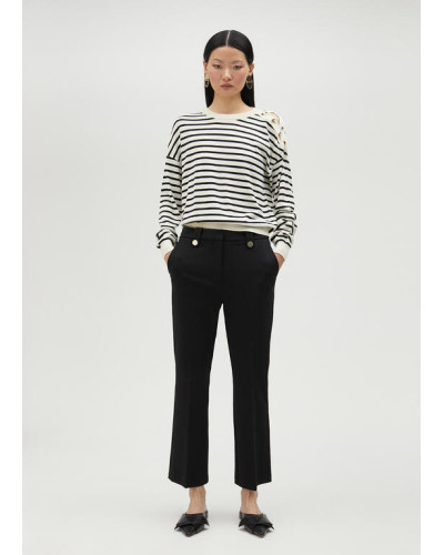 Pantalon slim noir évasé