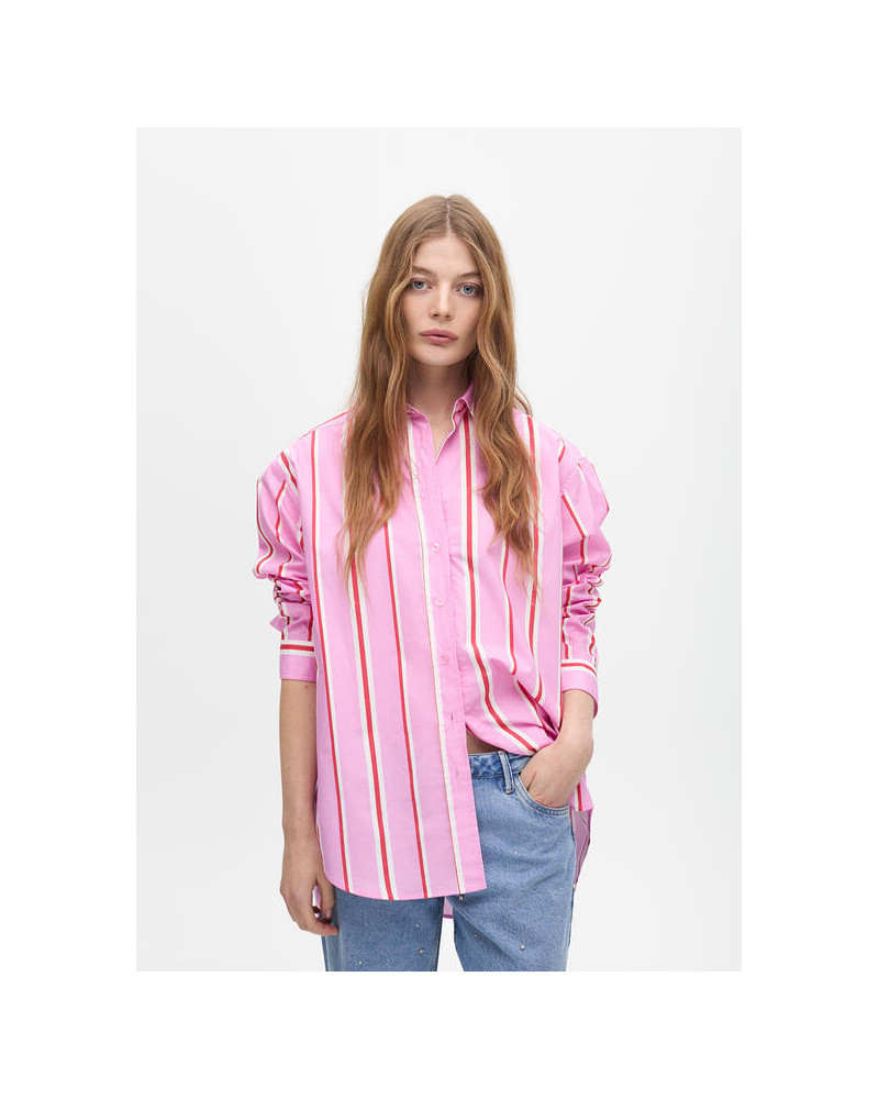 Chemise en popeline oversize avec rayures