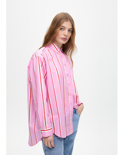 Chemise en popeline oversize avec rayures