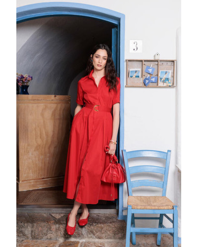 Robe midi à jupe évasée