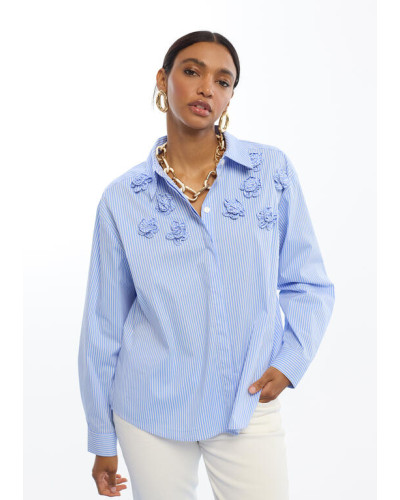 Chemise en popeline à fleurs