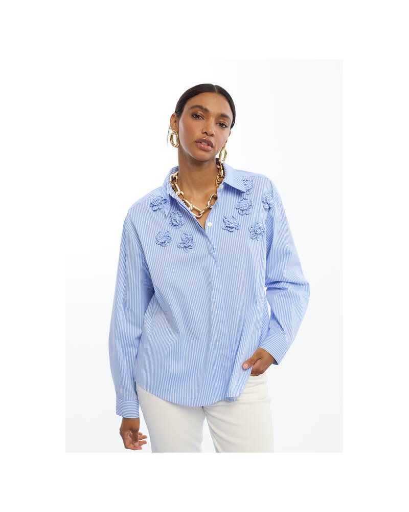 Chemise en popeline à fleurs