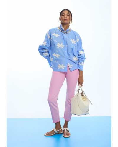 Chemise coton brodée