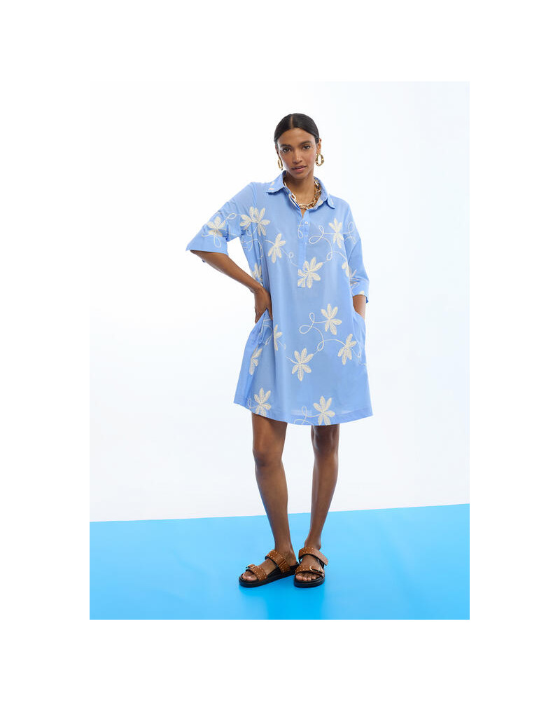 ROBE CHEMISE EN COTON BRODÉE