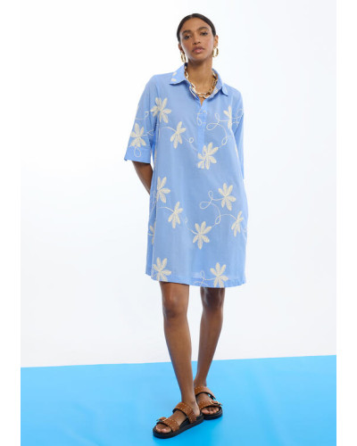ROBE CHEMISE EN COTON BRODÉE